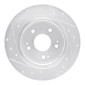 Honda HR-V Brake Rotor (1) - Rear Right - R1 Concepts - Drilled & Slotted - Silver - `16-`25